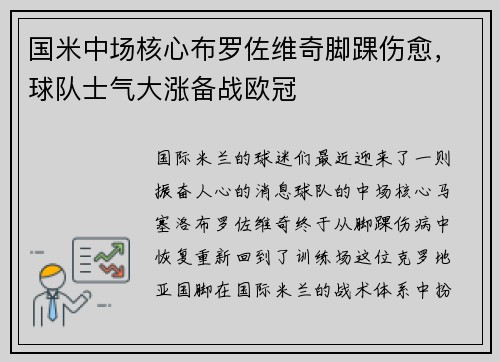 国米中场核心布罗佐维奇脚踝伤愈，球队士气大涨备战欧冠